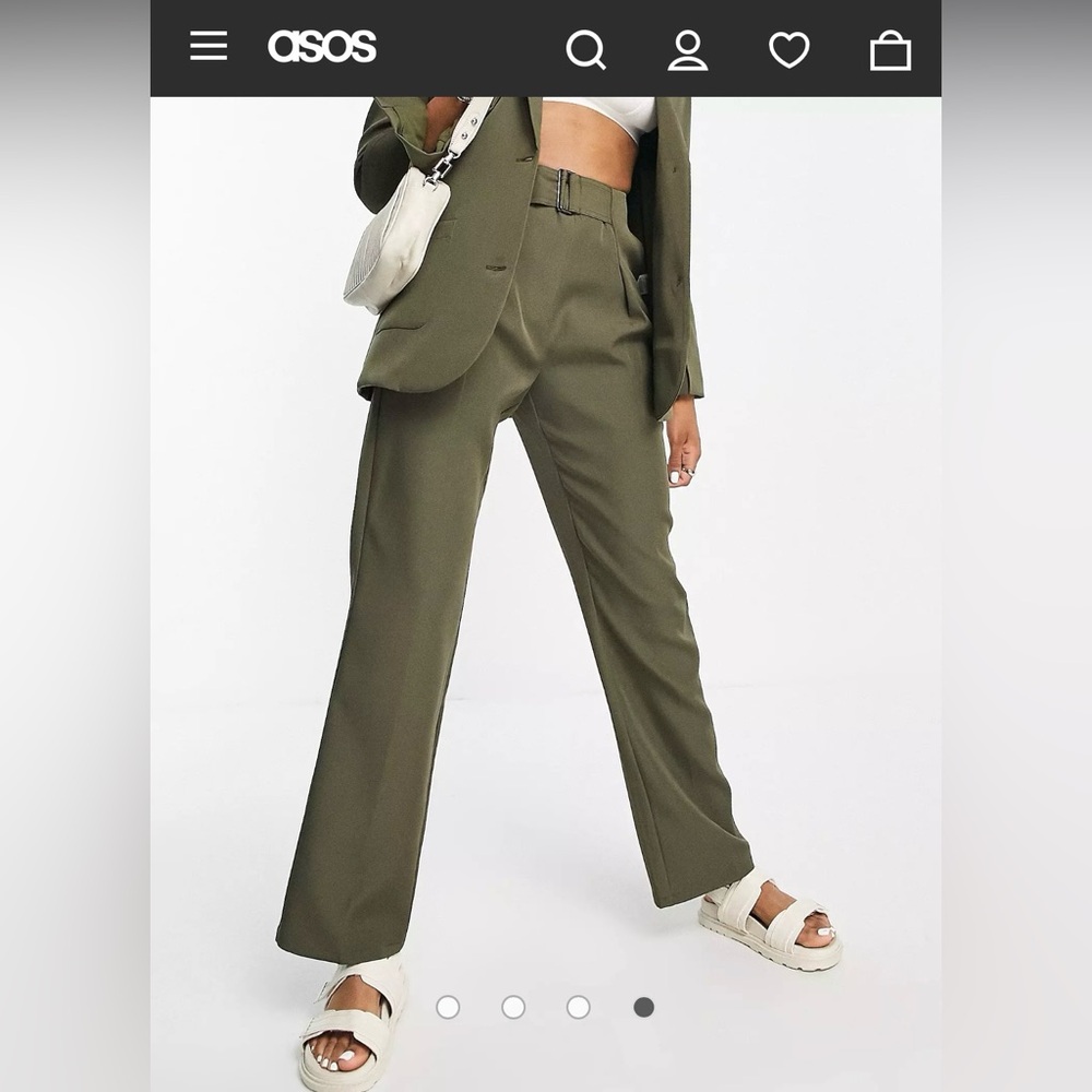High Waisted Belted Straight Leg Pants NEW